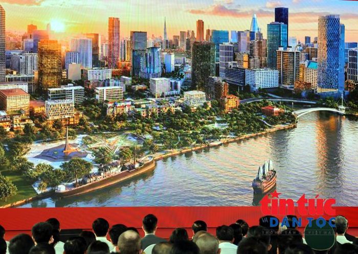 Phối cảnh Công viên văn hóa Bến Nhà Rồng - Khánh Hội và cây xanh công cộng Bến Bạch Đằng.