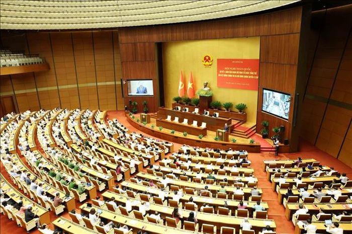 Hội nghị toàn quốc sơ kết 1 năm vận hành mô hình tổ chức tổng thể của hệ thống chính trị và mô hình chính quyền 3 cấp. Ảnh: Phương Hoa/TTXVN
