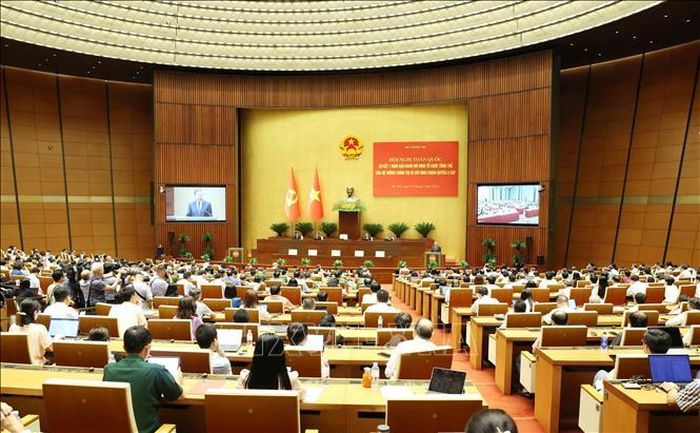Hội nghị toàn quốc sơ kết 1 năm vận hành mô hình tổ chức tổng thể của hệ thống chính trị và mô hình chính quyền 3 cấp. Ảnh: Phương Hoa/TTXVN