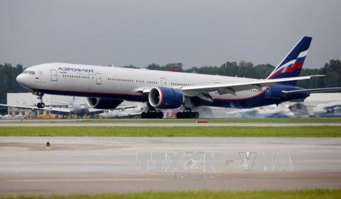 Máy bay Aeroflot Boeing 777-300ER hạ cánh tại sân bay quốc tế Sheremetyevo ở ngoại ô Moskva (Nga). Ảnh tư liệu (minh họa): Reuters/TTXVN