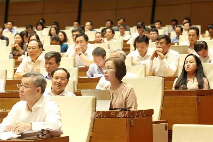 Đại biểu tham dự hội nghị tại điểm cầu Trung tâm - Hội trường Diên Hồng, Nhà Quốc hội (Hà Nội). Ảnh: Phương Hoa/TTXVN