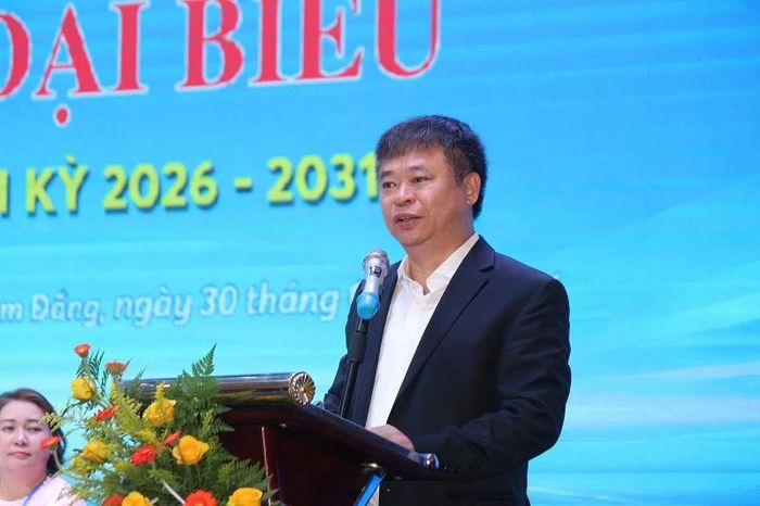 Ông Trần Ngọc Liêm - Giám đốc Liên đoàn Thương mại và Công nghiệp Việt Nam Chi nhánh TP Hồ Chí Minh phát biểu tại đại hội.