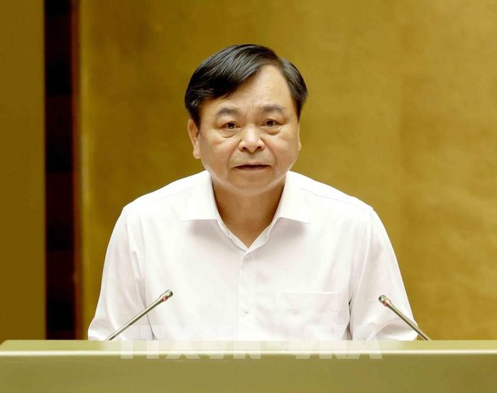 Thứ trưởng Bộ Nông nghiệp và Môi trường Nguyễn Hoàng Hiệp trình bày tham luận tại hội nghị. Ảnh: Phương Hoa - TTXVN