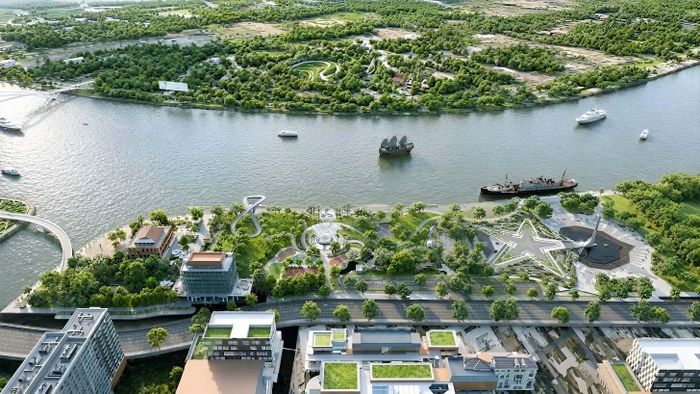Công viên văn hóa Bến Nhà Rồng kết nối với Dự án cải tạo, chỉnh trang khuôn viên Bảo tàng Hồ Chí Minh - Chi nhánh TP.HCM, tạo thành quần thể văn hóa hoàn chỉnh. Ảnh: CĐT