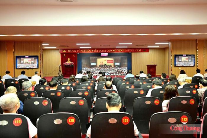 Toàn cảnh hội nghị toàn quốc sơ kết 1 năm vận hành mô hình chính quyền 3 cấp tại điểm cầu trực tuyến Bộ Công Thương. Ảnh: Cấn Dũng