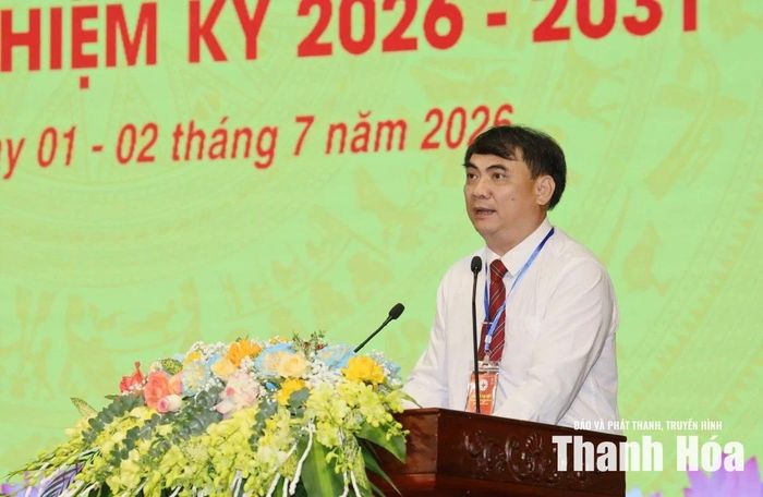 Đại diện Hội Chữ thập đỏ xã Nông Cống tham luận tại phiên thứ nhất Đại hội đại biểu Hội Chữ thập đỏ tỉnh Thanh Hóa lần thứ XI, nhiệm kỳ 2026-2031.