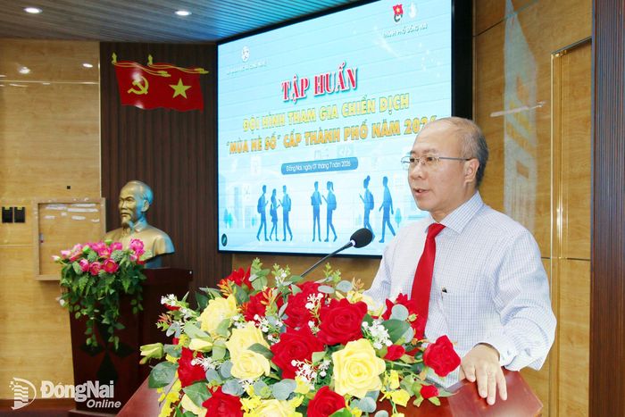 Phó Giám đốc Sở Khoa học và Công nghệ Nguyễn Minh Quang phát biểu tại hội nghị. Ảnh: Hải Quân