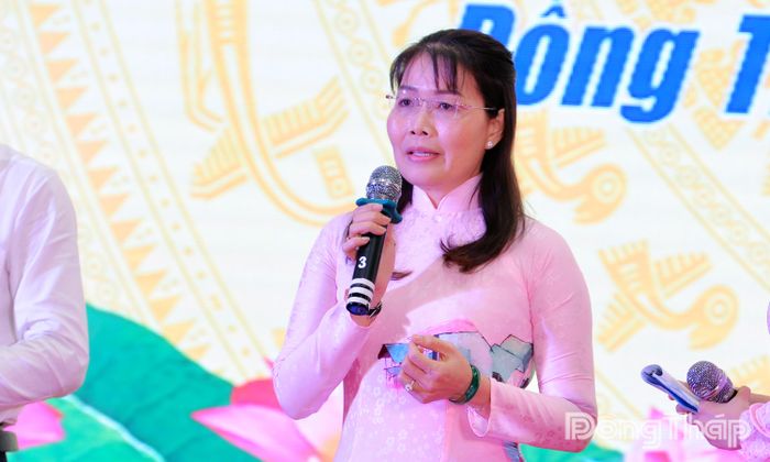 Đồng chí Phạm Thị Ngọc Đào, Bí thư Đảng ủy, Chủ tịch HĐND xã Mỹ Thọ.