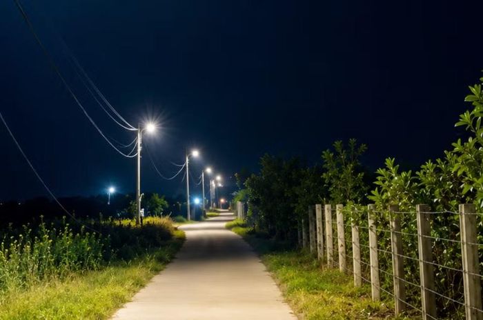 Công trình điện chiếu sáng thôn Hòa Mỹ (nay là thôn Bình Thuận) sau khi hoàn thành đã mang lại điều kiện đi lại thuận lợi cho người dân. Ảnh: N.Việt 