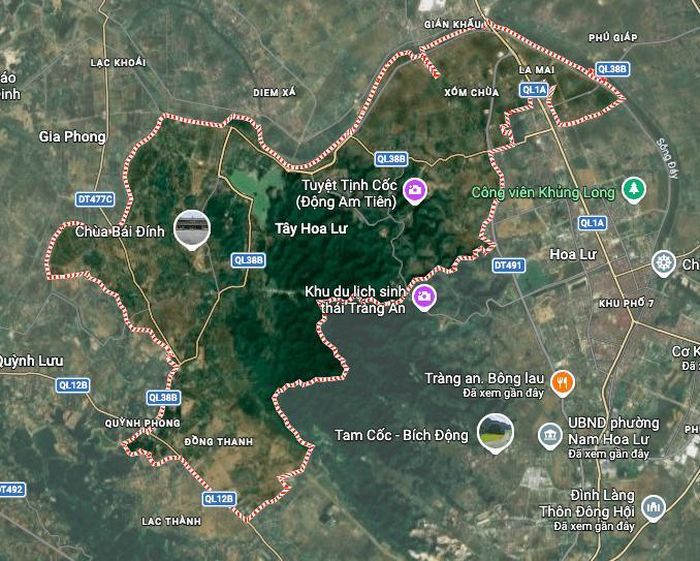 Phường Tây Hoa Lư trên bản đồ Google vệ tinh.