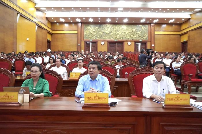 Các đại biểu tham dự hội nghị tại điểm cầu Tỉnh ủy Quảng Trị - Ảnh: N.L