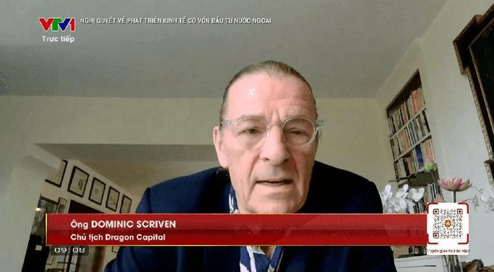 Ông Dominic Scriven, Chủ tịch Dragon Capital trao đổi về chủ đề "Giải pháp phát triển thị trường vốn để khuyến khích dòng vốn nước ngoài có chất lượng". Ảnh: VGP