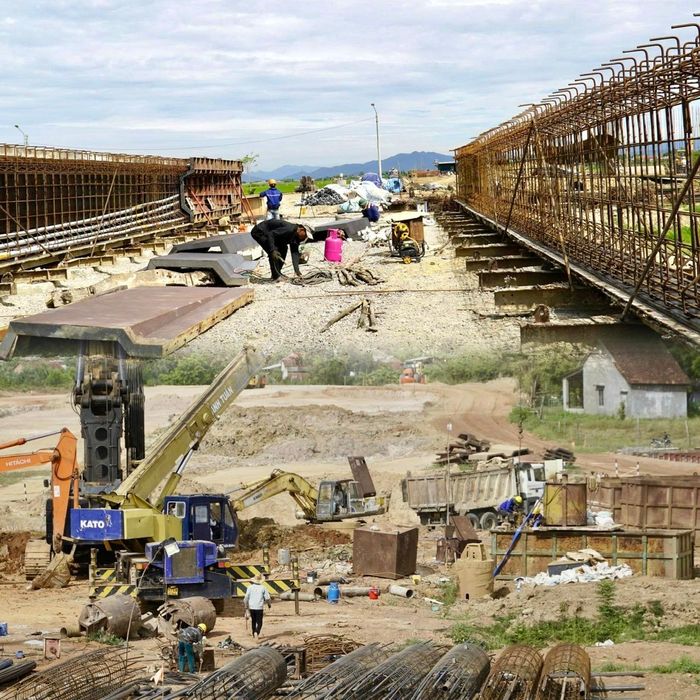 Tranh thủ thời tiết thuận lợi, các nhà thầu đồng loạt tăng tốc thi công.