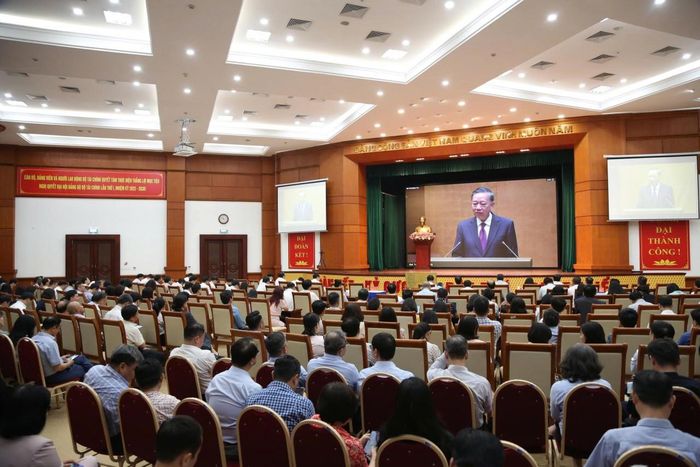 Quang cảnh hội nghị tại điểm cầu Bộ Tài chính. Ảnh: Đức Minh