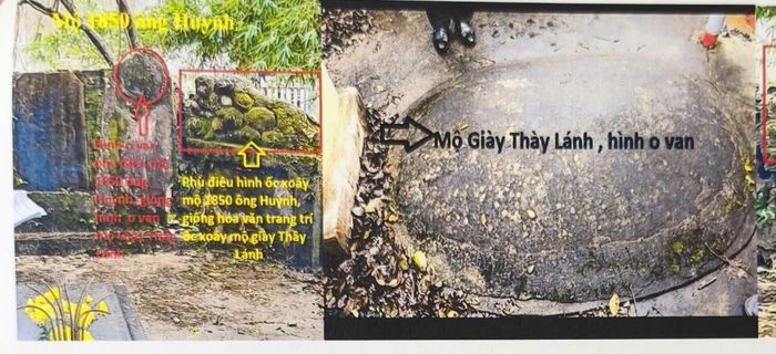 Hình oval mộ Giày, để dấu trên phù điêu oval lăng mộ 1850 Huỳnh Hoàn Nhân