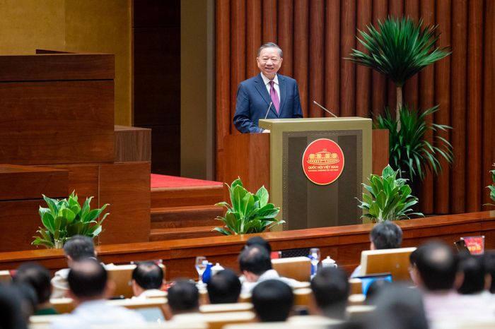 Tổng Bí thư, Chủ tịch Nước Tô Lâm phát biểu tại Hội nghị toàn quốc sơ kết 1 năm vận hành mô hình tổng thể của hệ thống chính trị và mô hình chính quyền ba cấp. Ảnh: Phạm Thắng