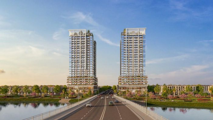 Tổ hợp căn hộ S-Light Tower vươn mình bên bờ sông Hàn như một biểu tượng sống mới tại Nam Đà Nẵng. Ảnh: Sun Property