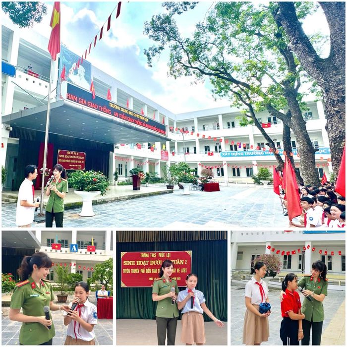 Cán bộ An ninh Công an phường Phúc Lợi thường xuyên đến với các trường học để tuyên truyền pháp luật.