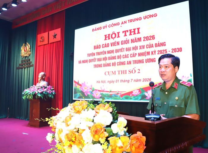Thiếu tướng Nguyễn Thanh Trường, Cục trưởng Cục Cảnh sát quản lý trại giam, cơ sở giáo dục bắt buộc, trường giáo dưỡng phát biểu khai mạc hội thi.