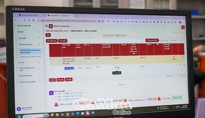 Giao diện phần mềm KPI.