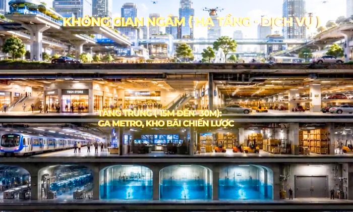 Không gian ngầm tại Hà Nội sẽ được quy hoạch theo nhiều lớp chức năng. (Ảnh: Chụp màn hình)