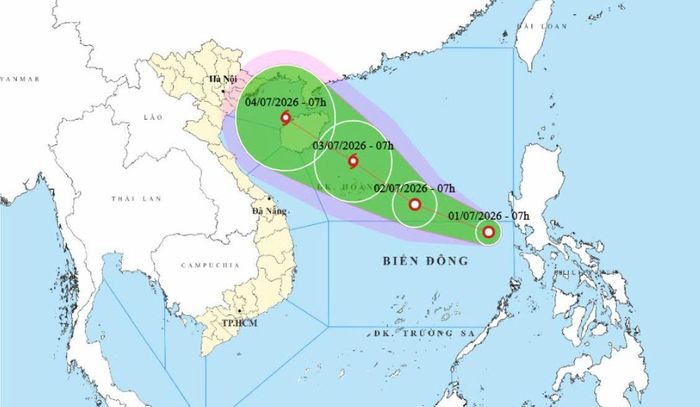 Bản đồ dự báo đường đi, khu vực ảnh hưởng của áp thấp nhiệt đới sau mạnh lên thành bão số 1. (Nguồn: NCHMF)