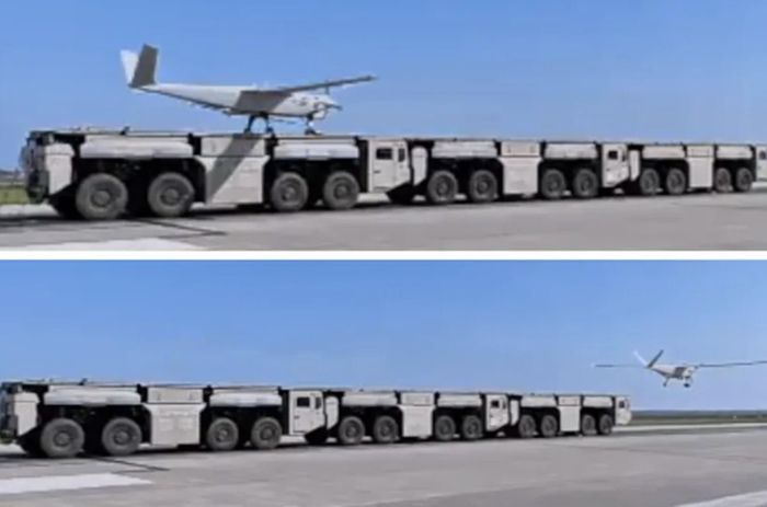 UAV Trung Quốc được nhìn thấy cất cánh từ máy phóng điện từ gắn trên xe tải.