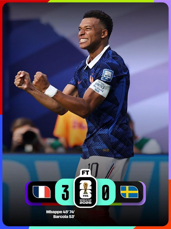 Mbappe bùng nổ giúp Pháp vào vòng 1/8 sau khi đánh bại Thụy Điển. Ảnh: FIFA