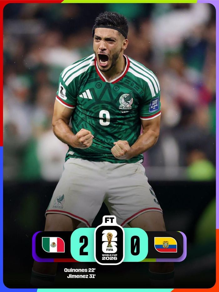 Mexico tiếp tục tạo dấu ấn với chiến thắng trước Ecuador. Ảnh: FIFA