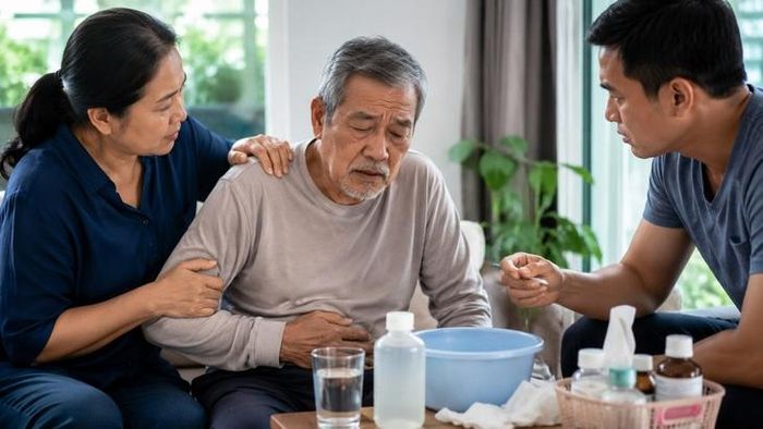 Người cao tuổi bỗng lú lẫn sau nôn ói, tiêu chảy hoặc sốt cần được theo dõi sát và đi khám sớm nếu có dấu hiệu mất nước.