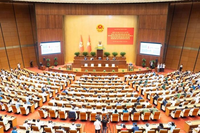 Toàn cảnh Hội nghị tại điểm cầu Nhà Quốc hội. Ảnh: MediaQuochoi