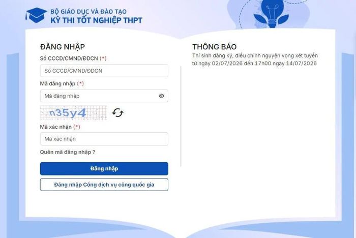 Thí sinh đăng ký nguyện vọng trên hệ thống tuyển sinh.