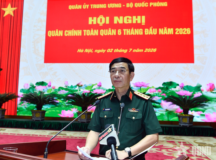  Đại tướng Phan Văn Giang phát biểu khai mạc hội nghị.
