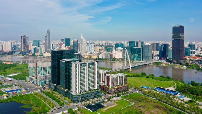 Khu lõi Khu đô thị mới Thủ Thiêm nằm đối diện trung tâm hiện hữu của TPHCM qua sông Sài Gòn, được định hướng trở thành trung tâm tài chính quốc tế trong tương lai. Ảnh: HOÀNG HÙNG