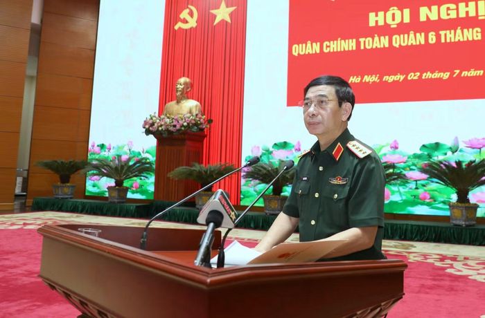 Đại tướng Phan Văn Giang phát biểu khai mạc hội nghị.