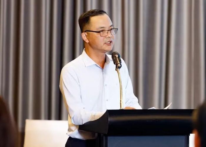 Ông Lê Mạnh - Giám đốc Trung tâm Phim truyền hình, Đài Truyền hình Việt Nam - chia sẻ về bộ phim. Ảnh: Phạm Minh.