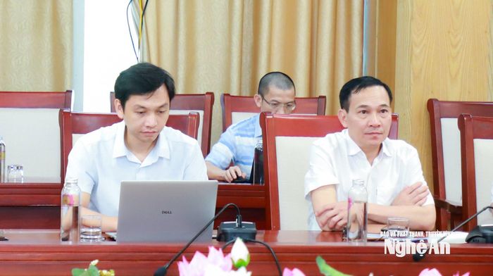 Các đại biểu dự hội nghị tại điểm cầu UBND tỉnh Nghệ An. Ảnh: Thành Duy