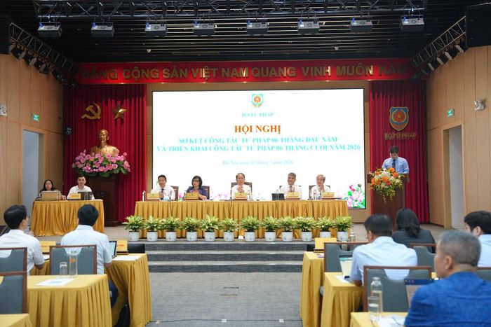 Hội nghị điểm cầu Bộ Tư pháp. Ảnh: daibieunhandan.vn.
