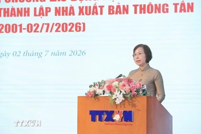 Đồng chí Vũ Việt Trang, Ủy viên Ban Thường vụ Đảng ủy các cơ quan Đảng Trung ương, Tổng giám đốc Thông tấn xã Việt Nam, Phó trưởng ban Tuyên giáo và Dân vận Trung ương phát biểu. (Ảnh: Minh Quyết/TTXVN)