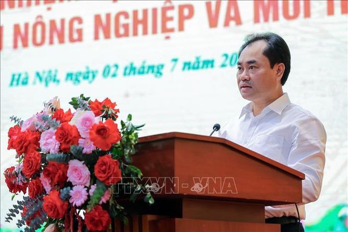 Bộ trưởng Bộ Nông nghiệp và Môi trường Trịnh Việt Hùng phát biểu. Ảnh: Lê Đông/TTXVN