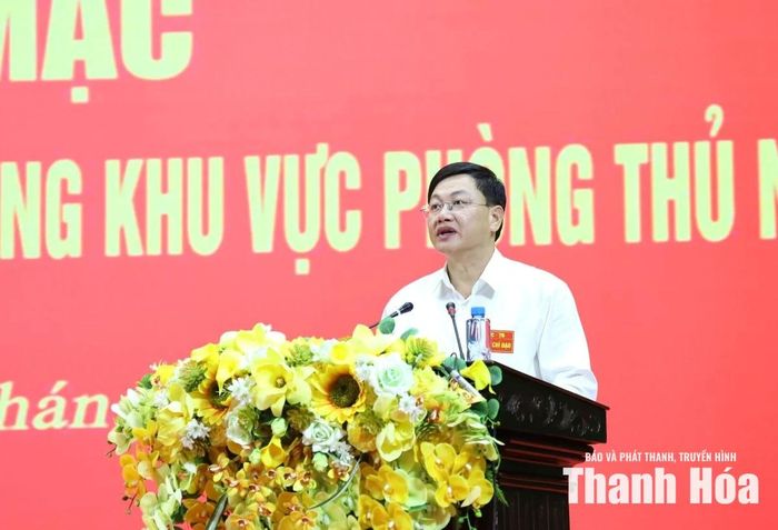 Phó Chủ tịch Thường trực UBND tỉnh Mai Xuân Liêm phát biểu chỉ đạo diễn tập.