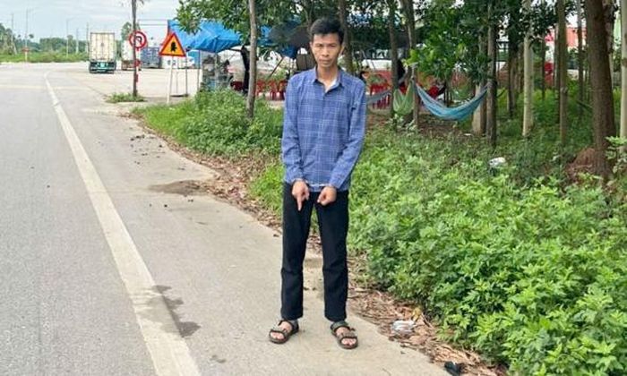 Đối tượng Trịnh Quang Điệp tại nơi bị lực lượng công an phát hiện bắt quả tang.