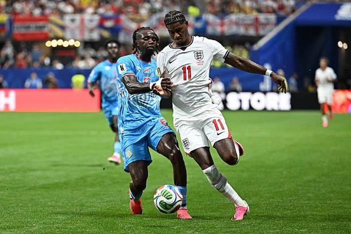 Marcus Rashford - 6.3 điểm: Trải qua một trận đấu nhạt nhòa, thường xuyên xử lý lỗi nhịp và không tạo được áp lực cần thiết lên hàng thủ đối phương. Ảnh: Getty Images.
