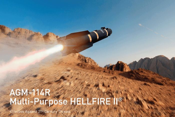 Tên lửa AGM-114R Hellfire II được thiết kế cho nhiều loại mục tiêu, từ xe bọc thép đến tàu tuần tra cỡ nhỏ. Ảnh: Lockheed Martin