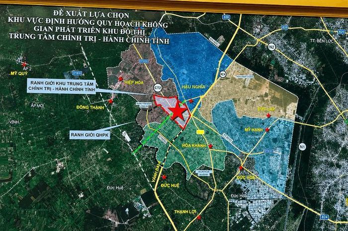Quy hoạch trung tâm hành chính mới tại khu vực Hậu Nghĩa với quy mô khoảng 300 ha.