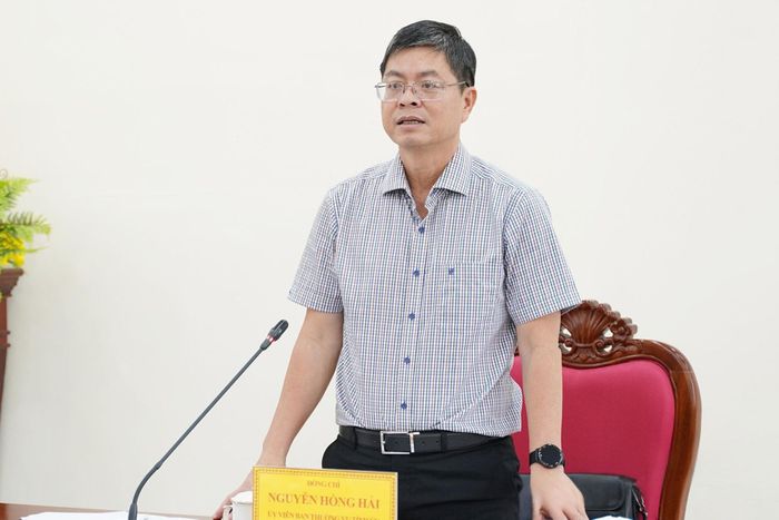 Ủy viên Ban Thường vụ Tỉnh ủy, Phó Chủ tịch UBND tỉnh Nguyễn Hồng Hải phát biểu chỉ đạo buổi làm việc