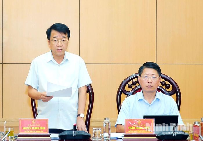 Đồng chí Nguyễn Thanh Bình, Phó Bí thư Tỉnh ủy, Chủ tịch UBND tỉnh phát biểu kết luận phiên họp.