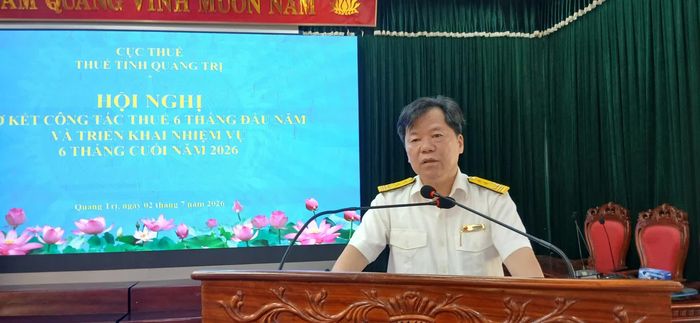 Đại diện lãnh đạo Thuế tỉnh Quảng Trị phát biểu tại hội nghị - Ảnh: H.Đ