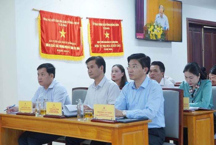 Đồng chí Trương An Ninh, Ủy viên Ban Thường vụ, Trưởng ban TG, DV Tỉnh ủy dự hội nghị tại điểm cầu tỉnh Quảng Trị - Ảnh: H.L