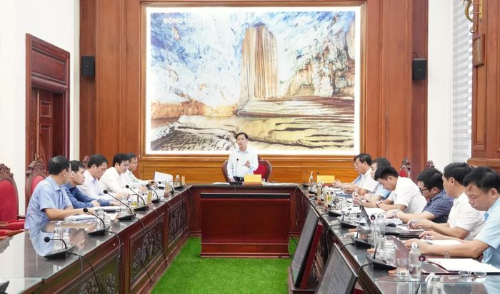 Đồng chí Nguyễn Văn Phương, Bí thư Tỉnh ủy phát biểu chỉ đạo tại buổi làm việc - Ảnh: Q.V